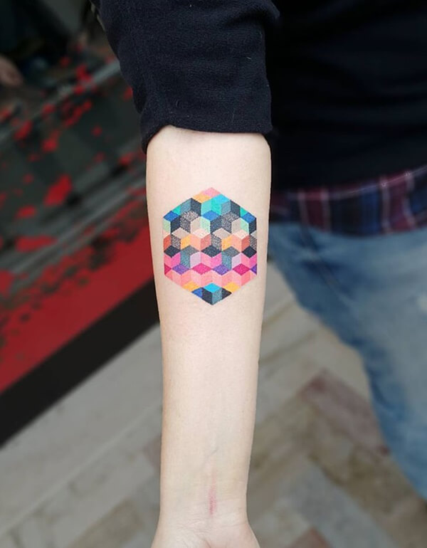 Amazing Color Cubes Tattoo