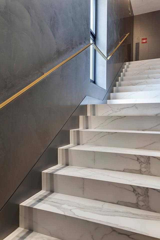 Attractive White Marble Stair Design