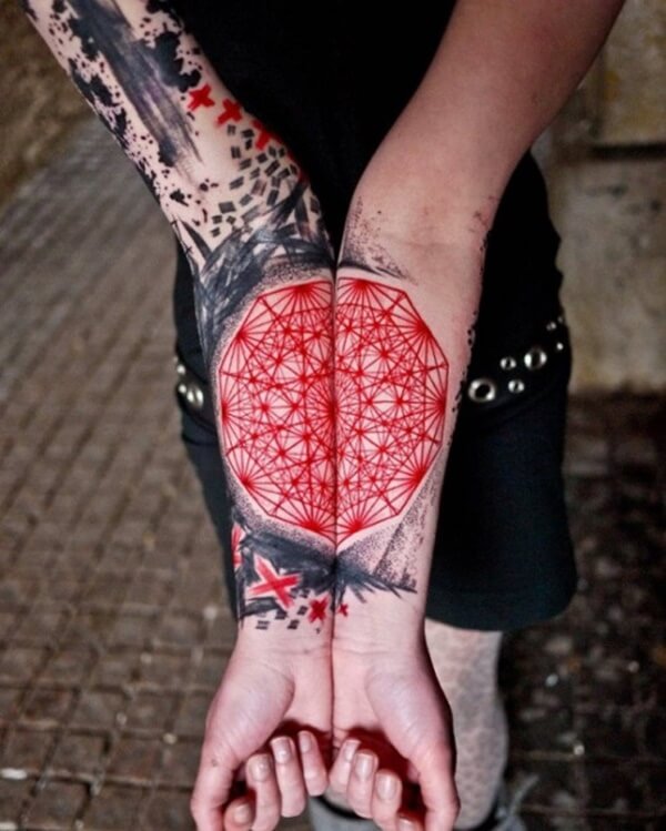 Blood Color Black And Red Tattoo