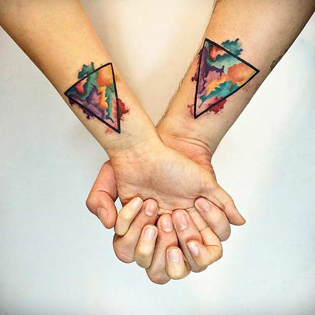 Color Triangle Couple Tattoo