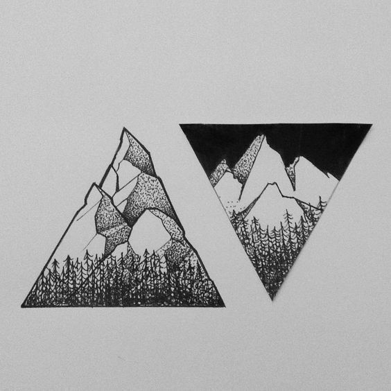 Cool Triangle Mountains Couple Tattoo Example