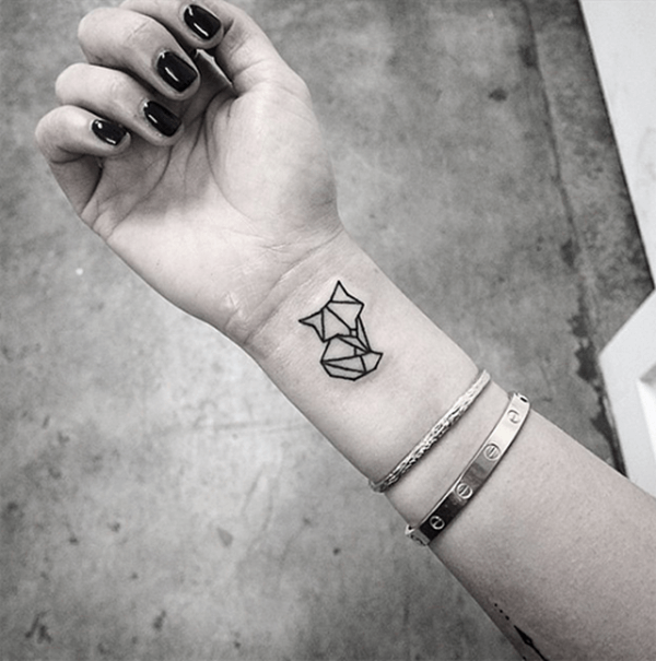 Cute Simple Small Fox Wrist Tattoo