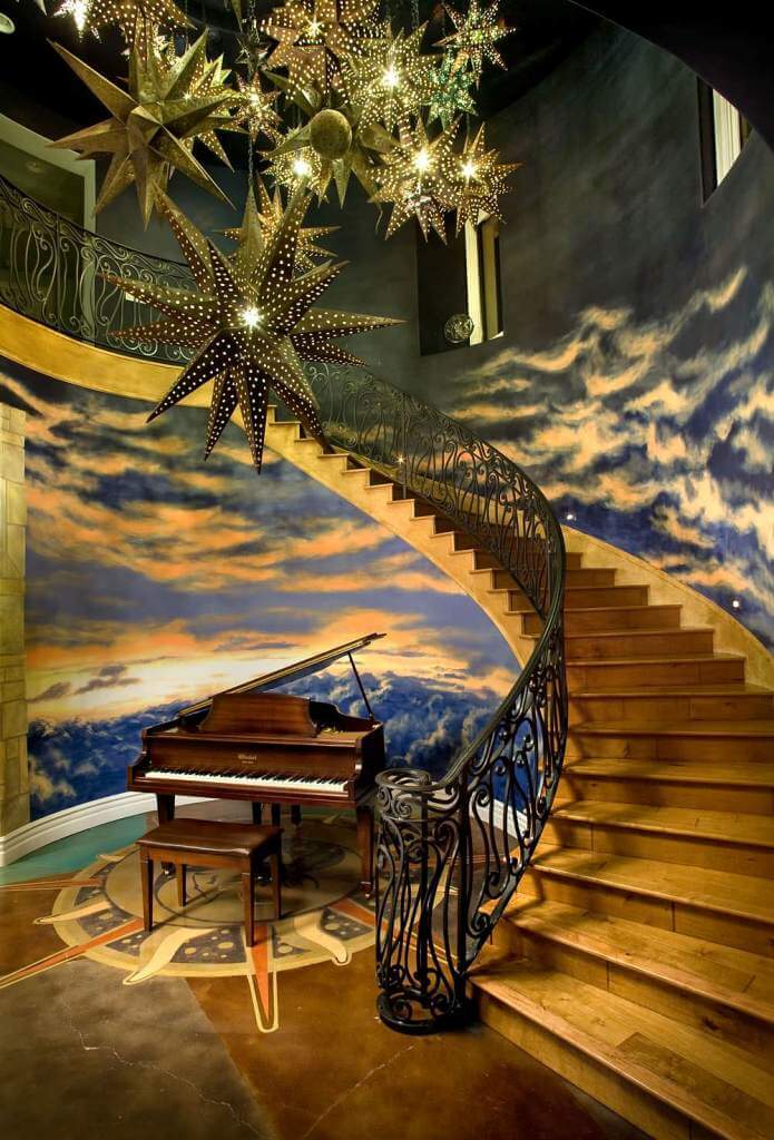Eclectic Spiral 3D Wallpaper Staircase