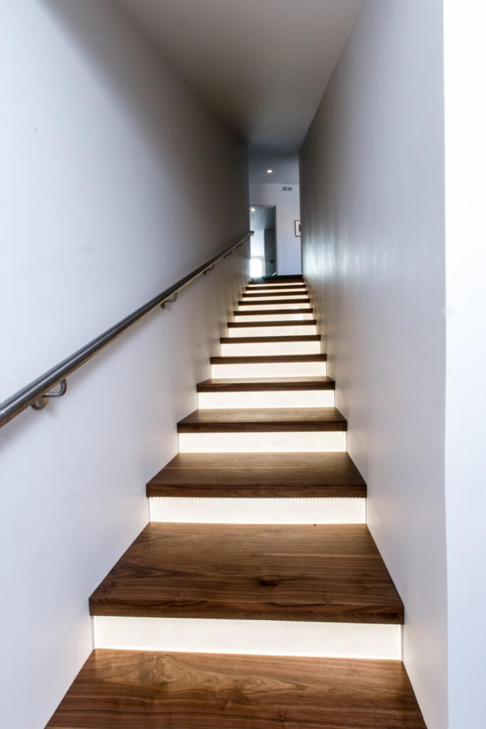 Elegant Wooden Style LED Lighting Stair Inside Your House