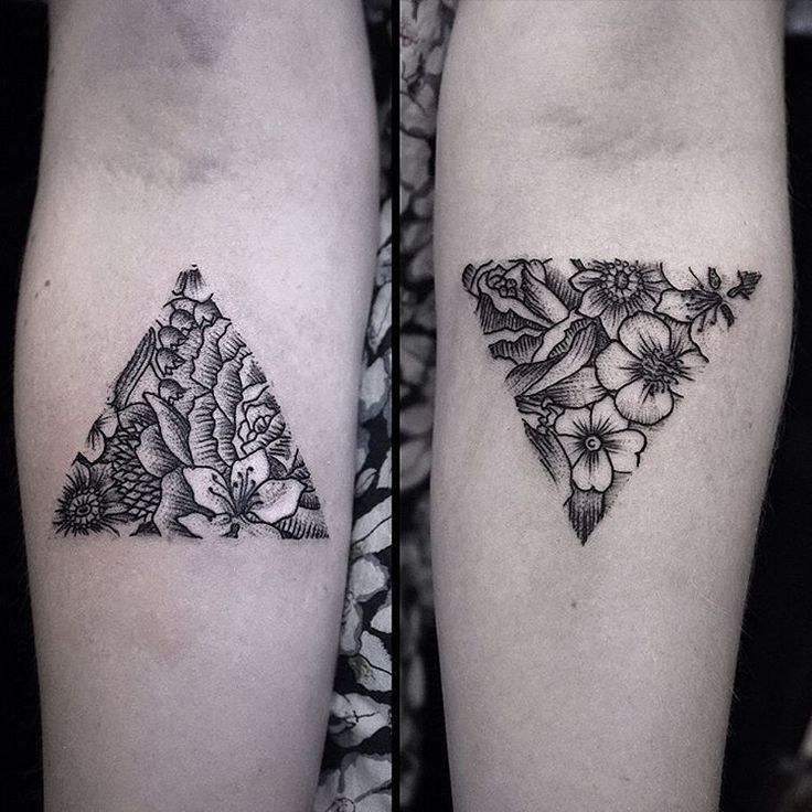 Flower Triangle Couple Tattoo Design