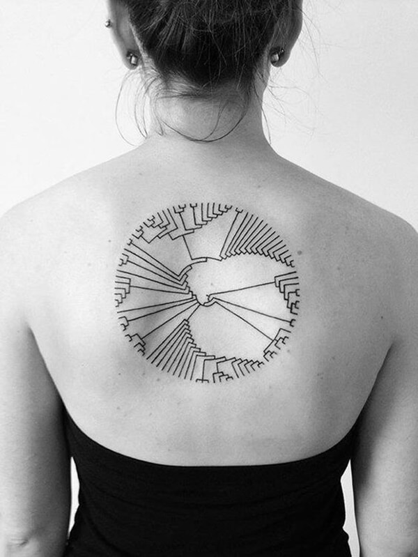 Girls Back Tattoo Abstract Circle