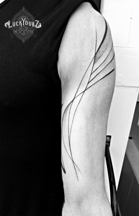 Lines and Dots Freehand Abstract Lines Tattoo