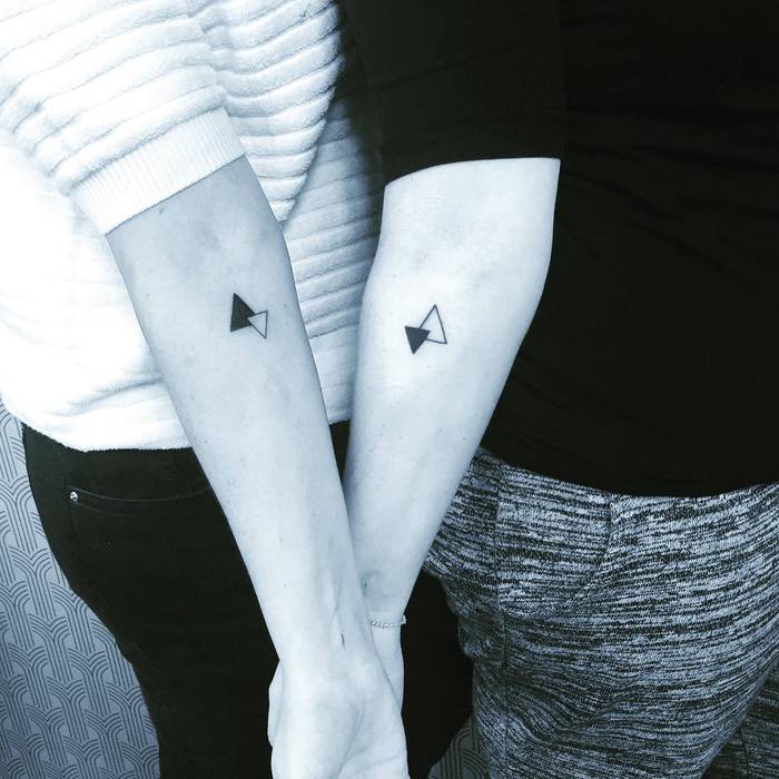 Matching Triangle Couple Tattoo Design