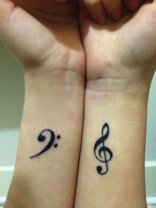 Music Key Cute Tattoo on Wrist