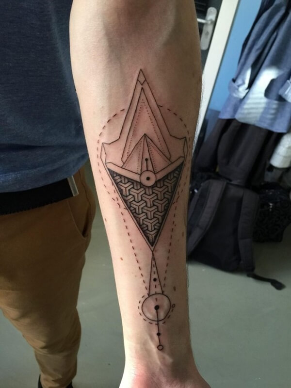 Pendulum Mens Forearm Geometric Tattoo