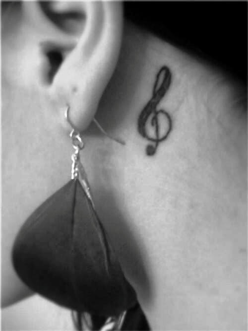 Simple Music Tattoo on Back For Girl