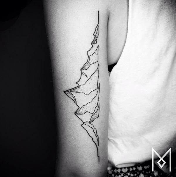 Single Line Mountain Arm Tattoo
