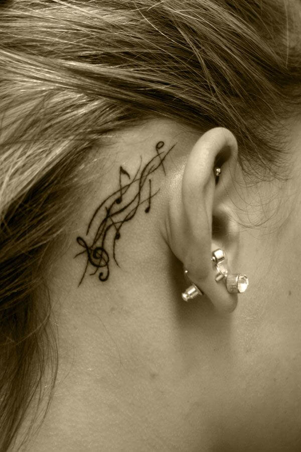 Small Music Notes Tattoo Ear
