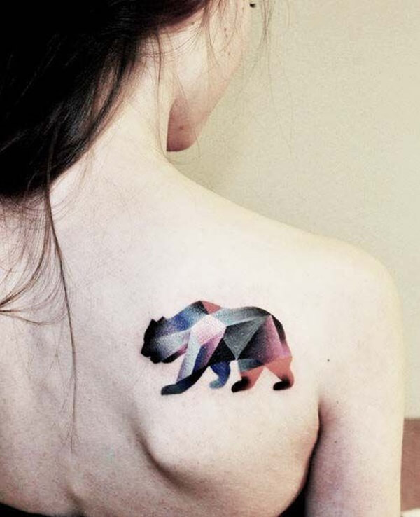 Small Polar Bear Color Tattoo For Female