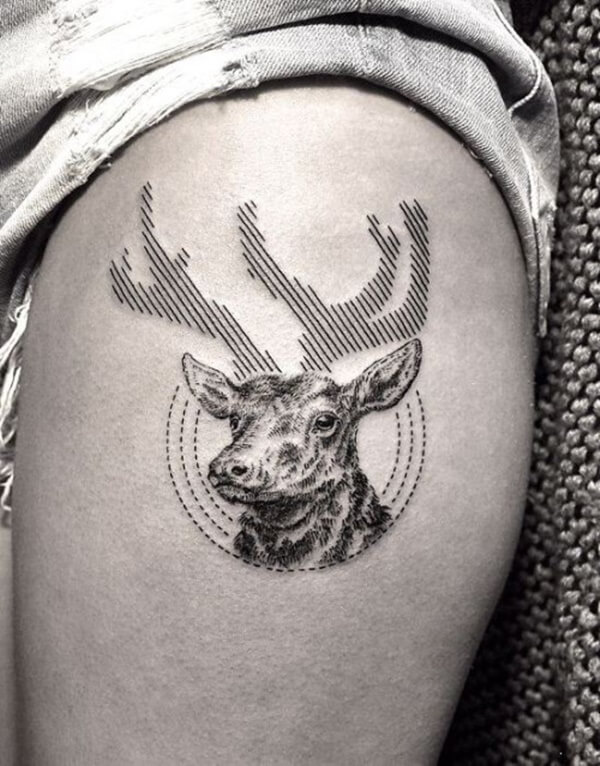 Straight Deer Antlers Tattoo Design