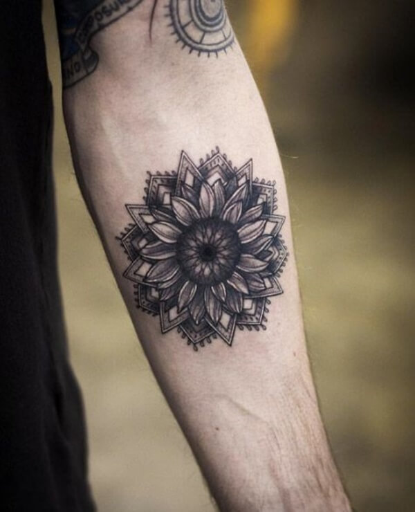 Sunflower Geometric Abstract Tattoo