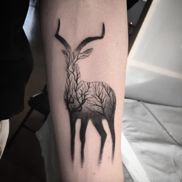 Tree-Themed Deer Tattoo Design