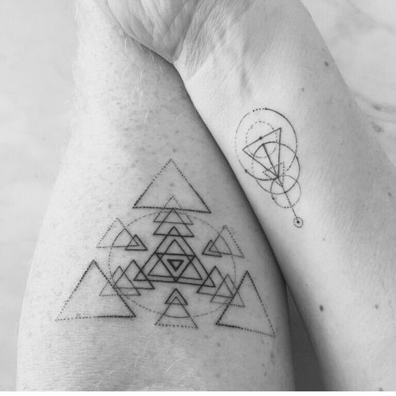 Triangle Circle Couple Tattoo on Wrist