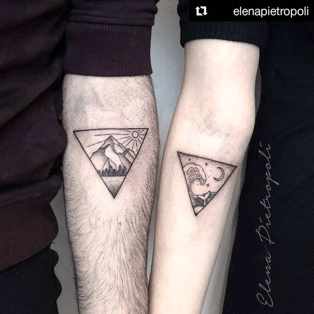 Triangle Couple Day and Night Tattoo