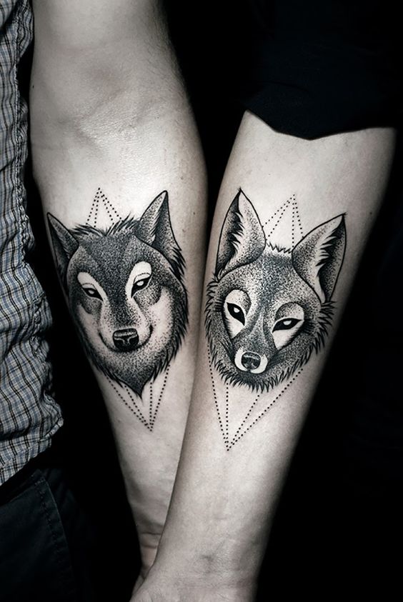 Triangle Couple Wolf Tattoo