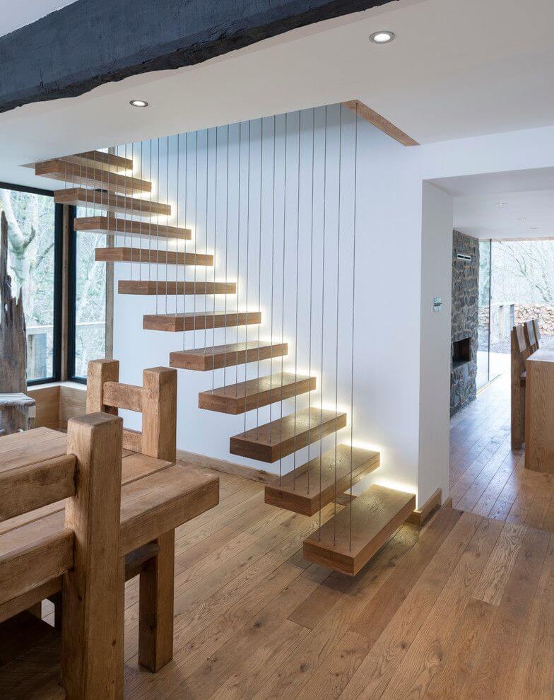 Uplifting Contemporary Wood Staircase Design