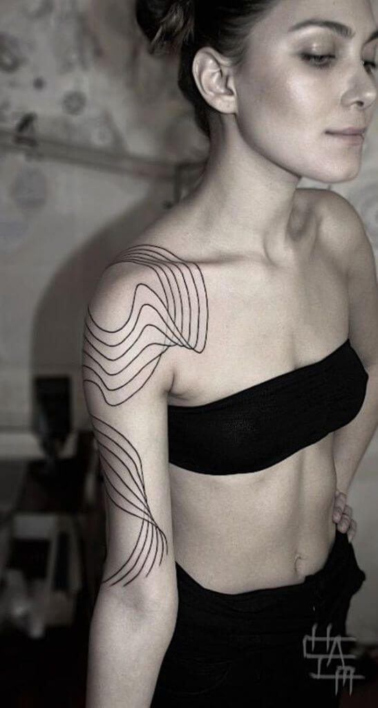Wavy Lines Arm Tattoo For Women