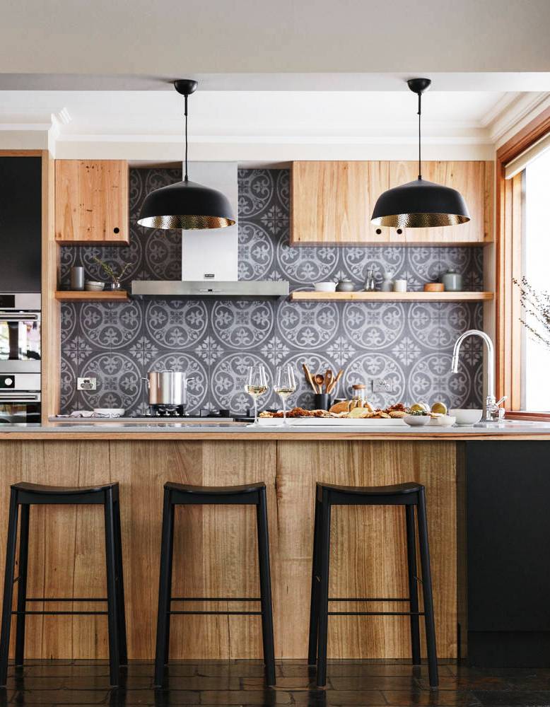 Open Concept Kitchen Backsplash Material Ceramic Pattern Tiles