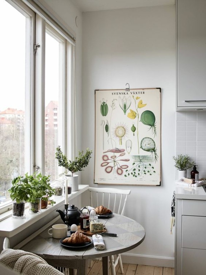 Small Kitchen with Table Window Sill Decoration Dining Area