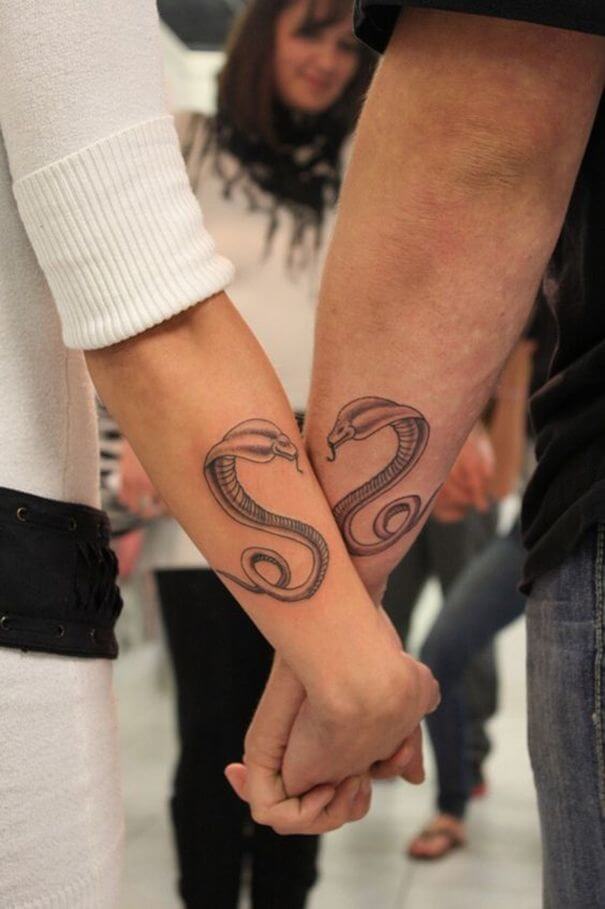 Snake Tattoo For Couple on Wrist