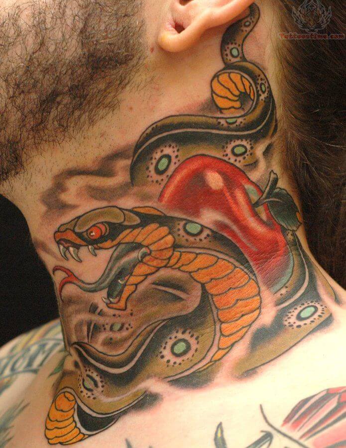 Snake Tattoo on Neck For Men