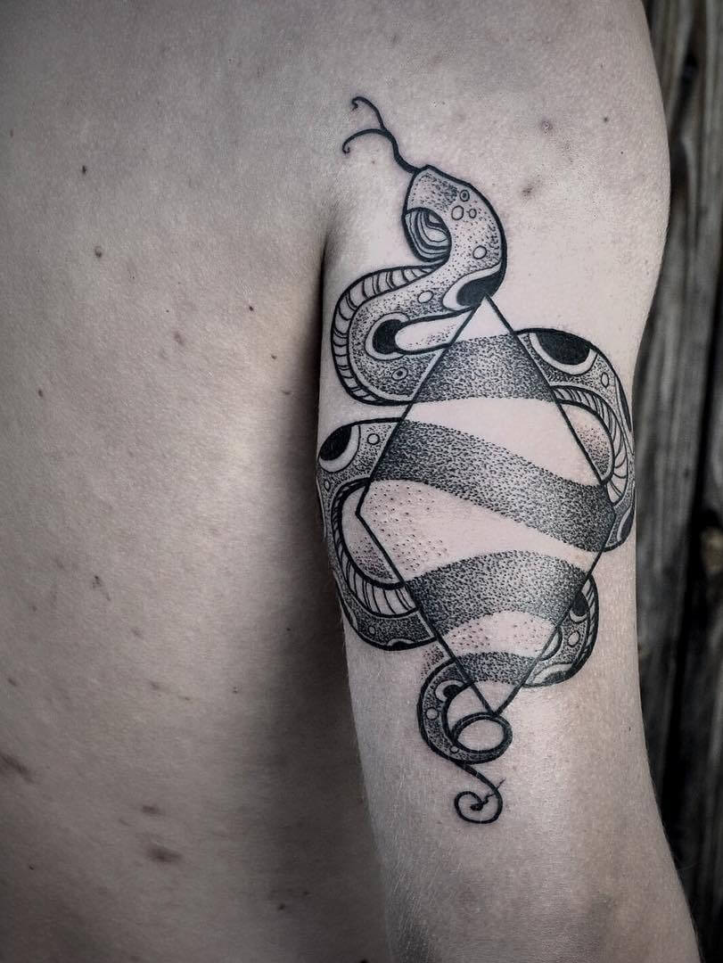Triangle Snake Tattoo Design