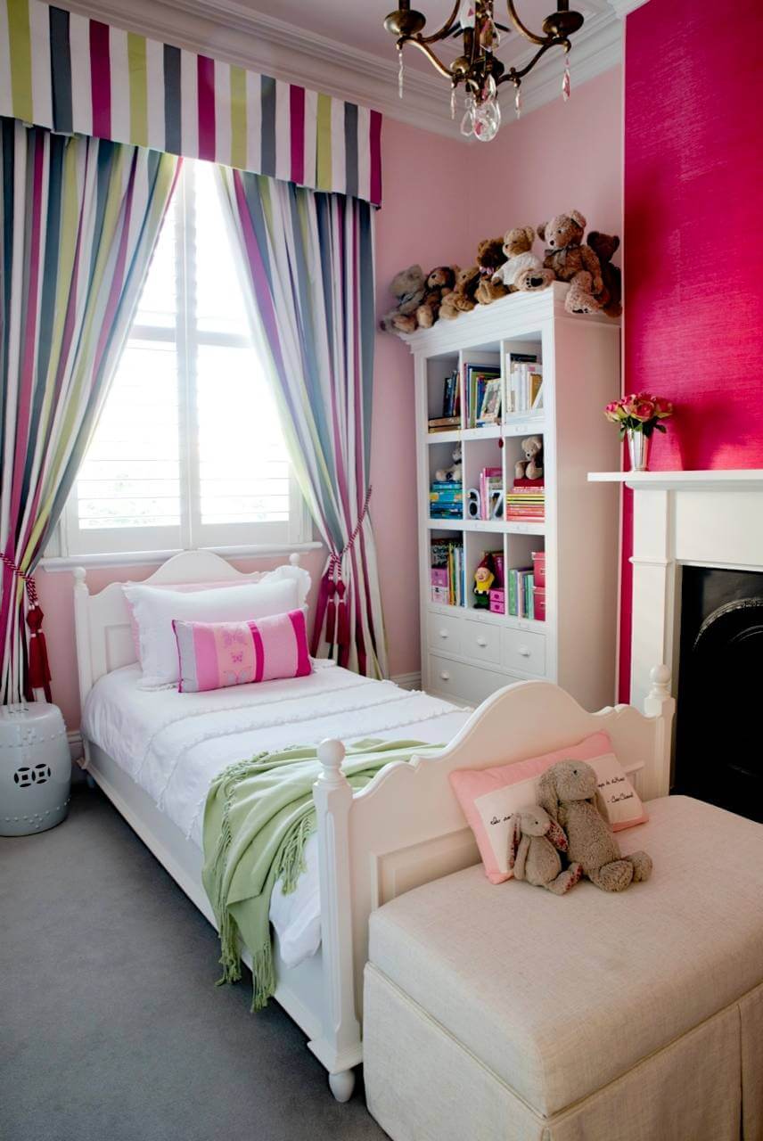 Pink Polyester Silk Curtains Kidsroom