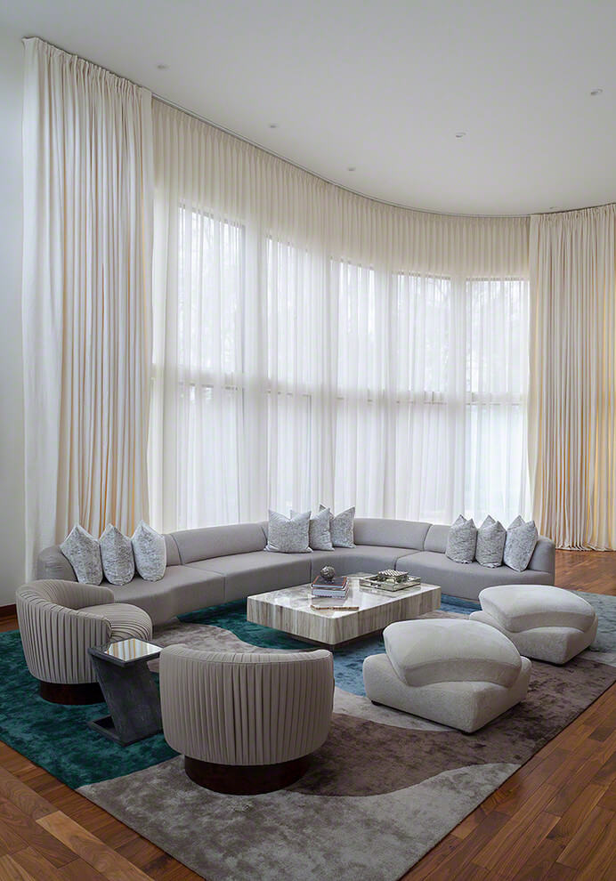 Tailored Pleat Curtains Contemporary Living Room