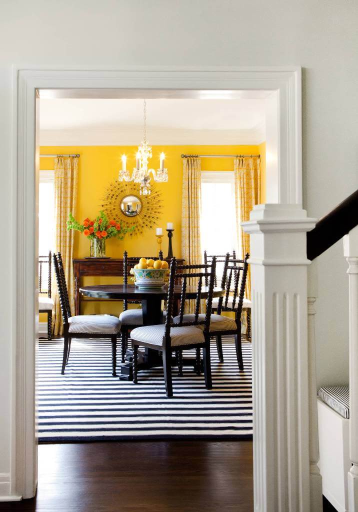 Yellow Grommet Curtains Formal Dining room