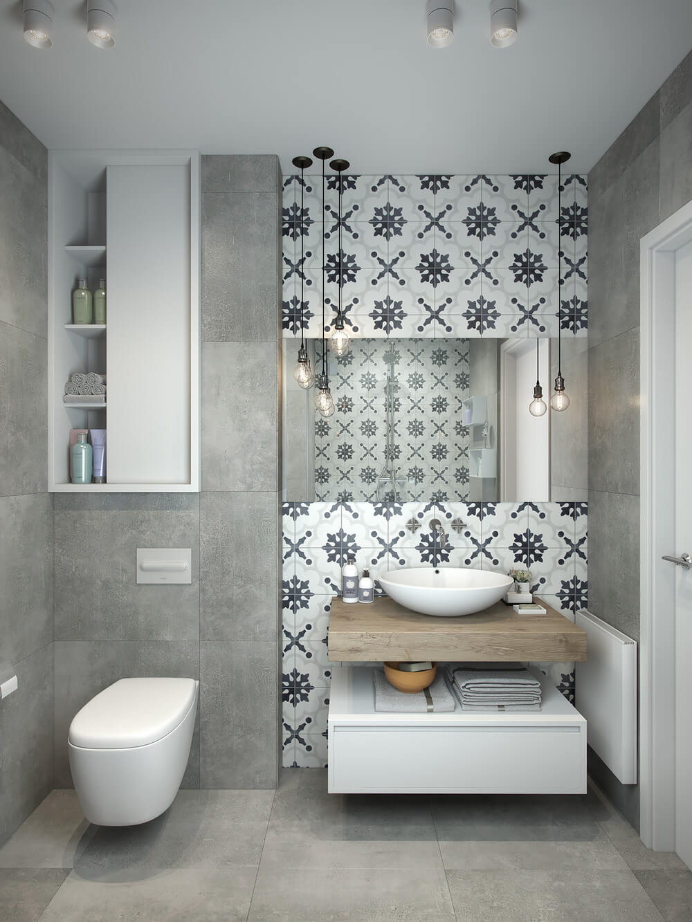 grey and white bathroom tiles