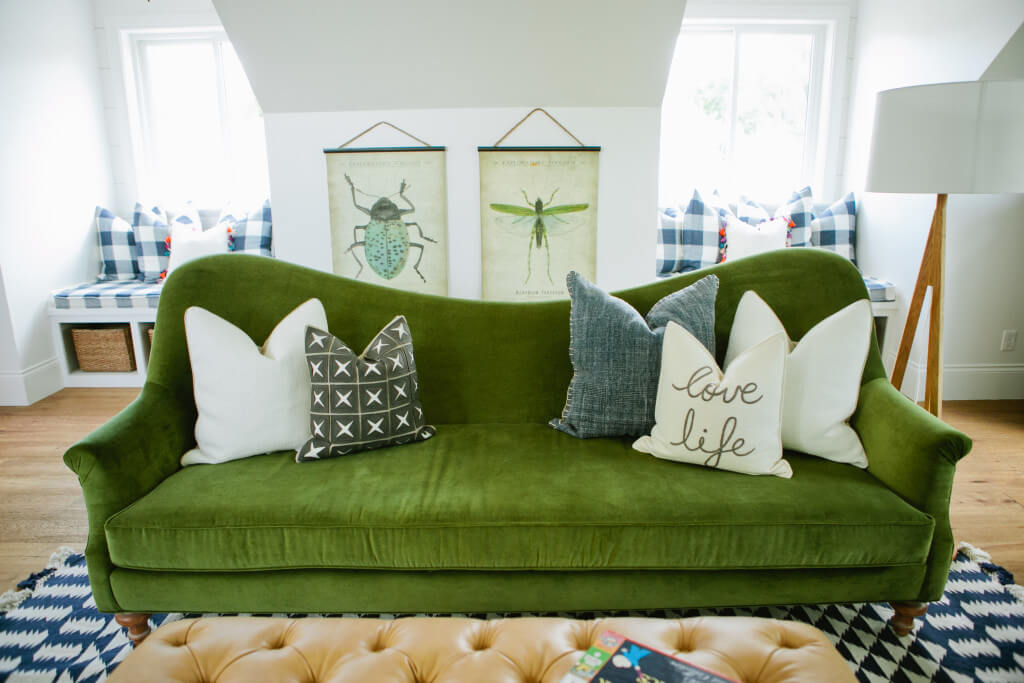 custom green sofa