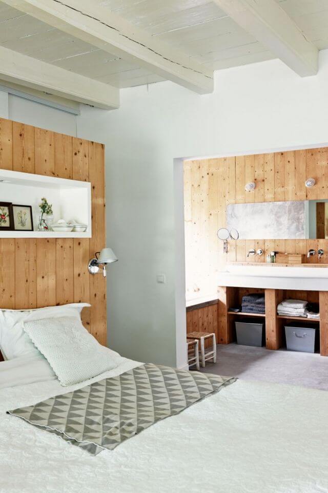 white and wood rustic bedroom