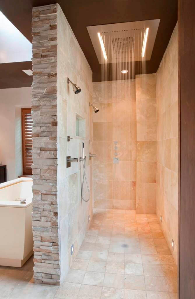 Bathroom Stone Wall Thermostatic Shower