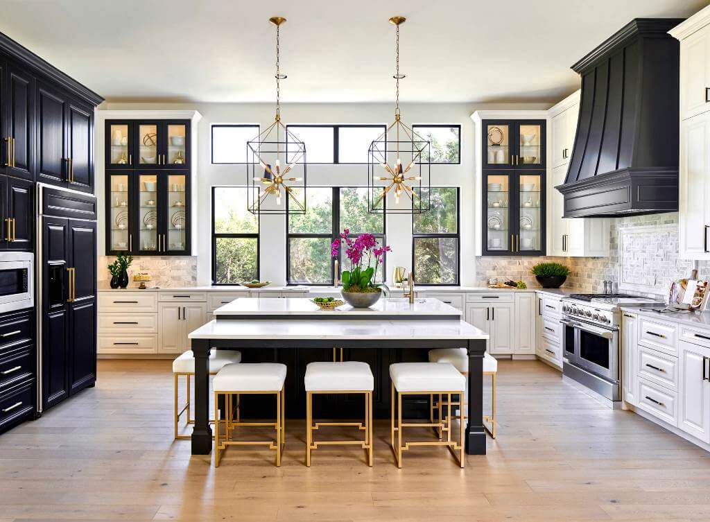 Combination of Black Gold and White Kitchen