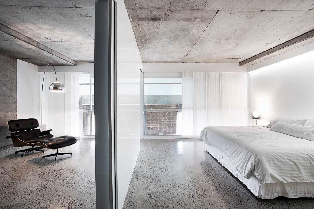 Contemporary Bedroom Concrete Electric Floor Heat