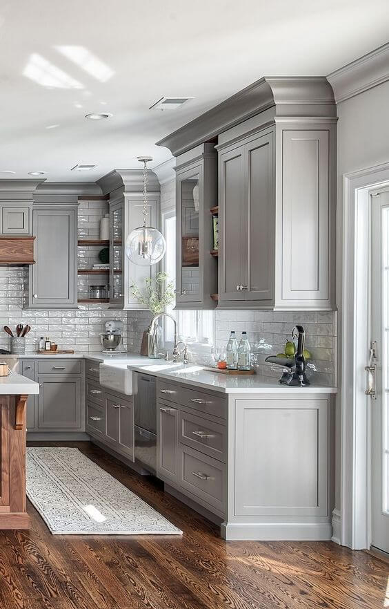 Gorgeous Bright Light Gray Kitchen