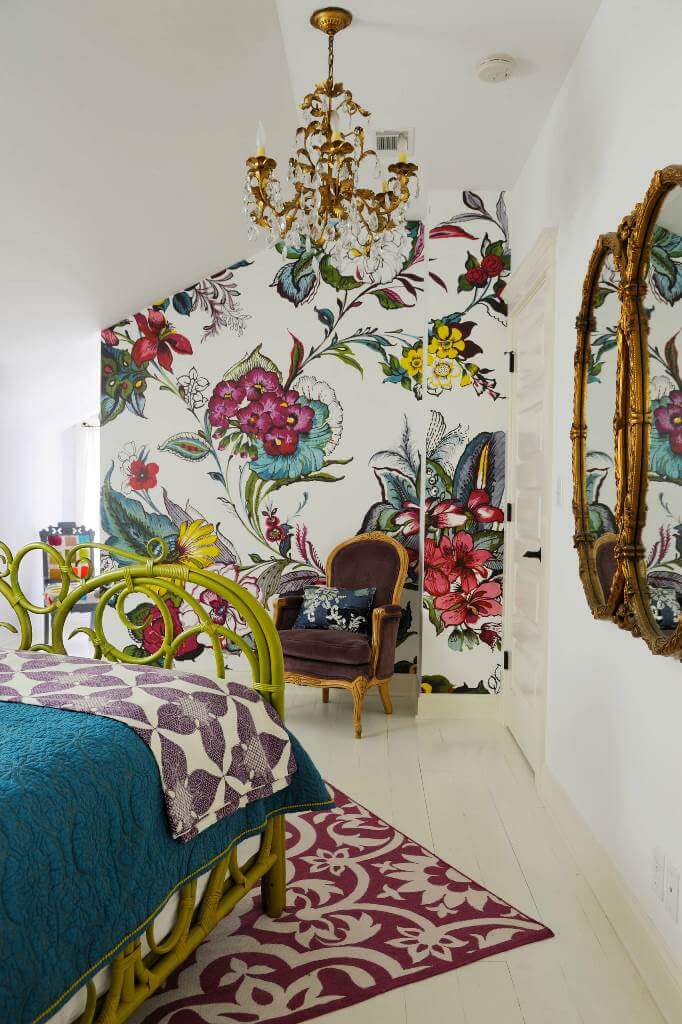 Guest Eclectic Bedroom Vintage Chandelier and Mirror