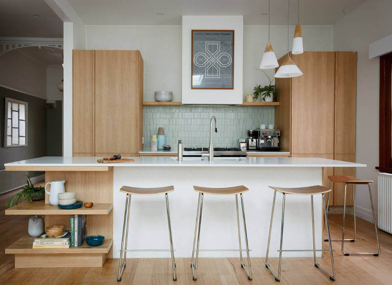 Mid Century Modern White Kitchen Design
