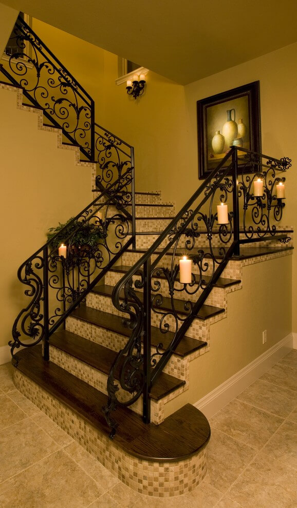 Traditional Candles on Stair Banister