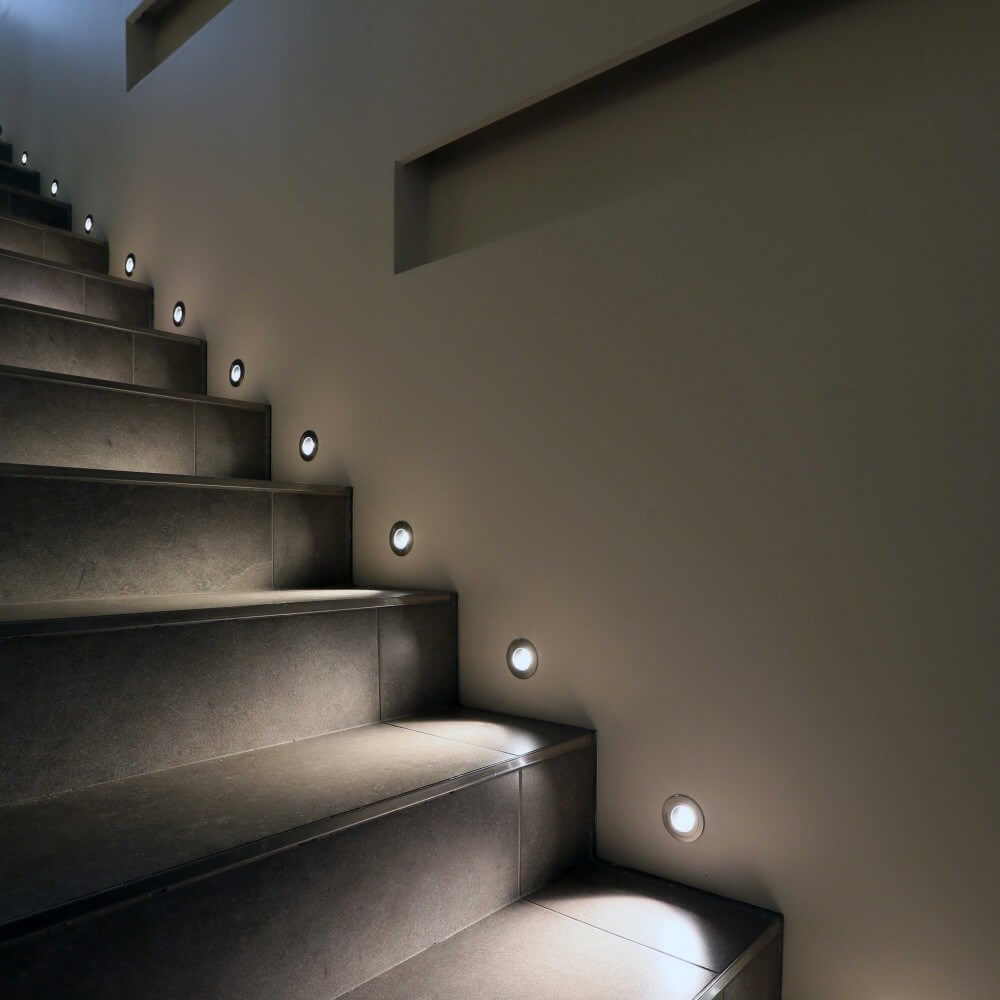 Wall Recessed Stair Light at Every Step