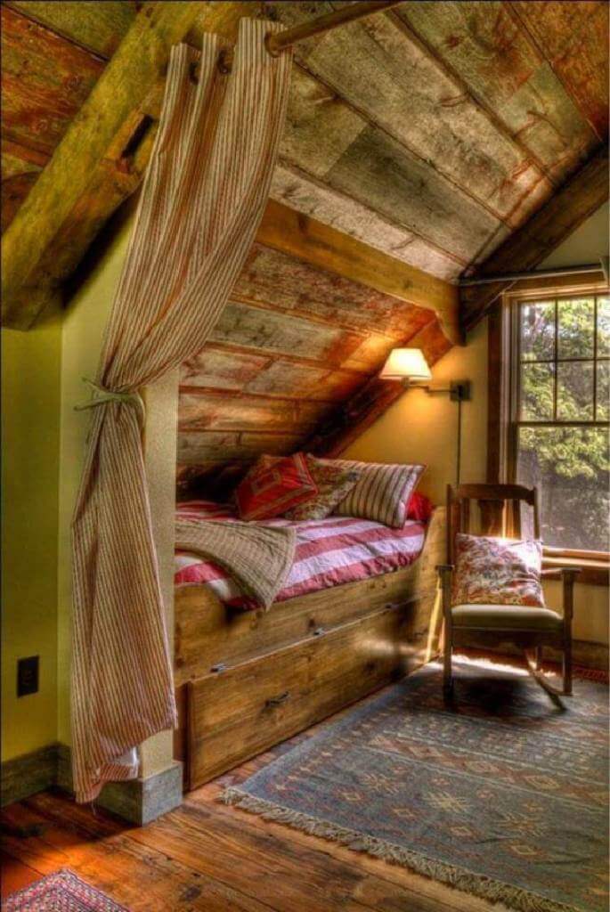 colorful attic bed