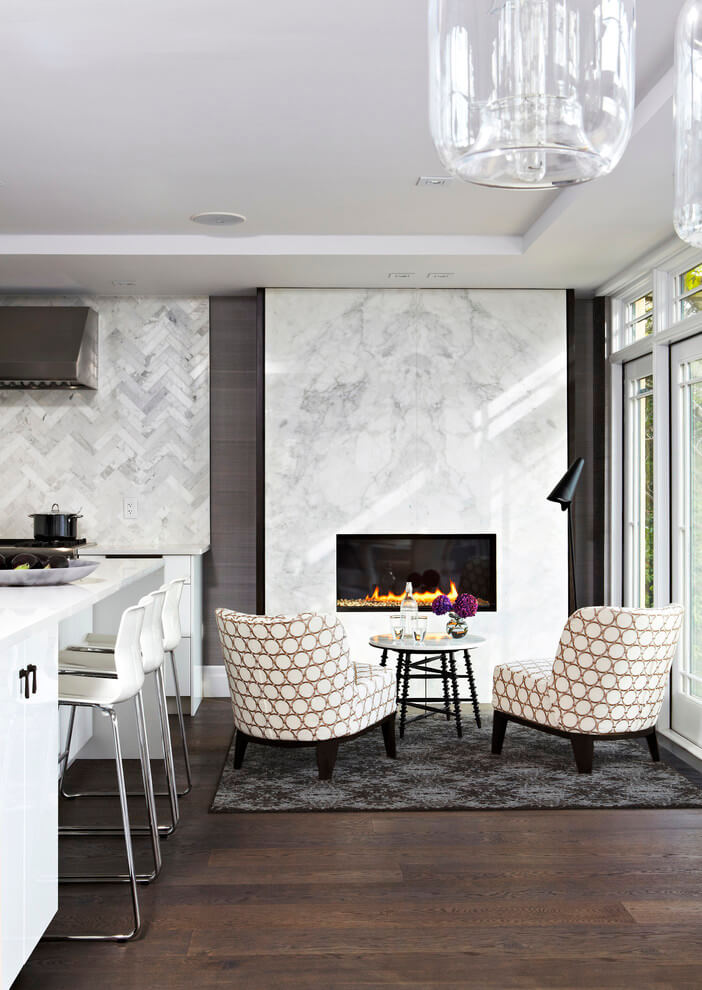 contemporary seating area with fireplace