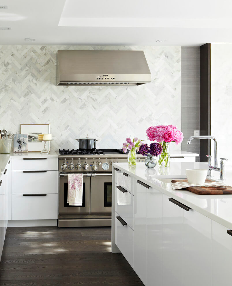 contemporary white streamlined kitchen