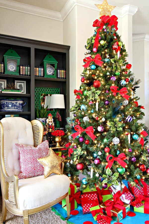 jewel-toned christmas tree decorations