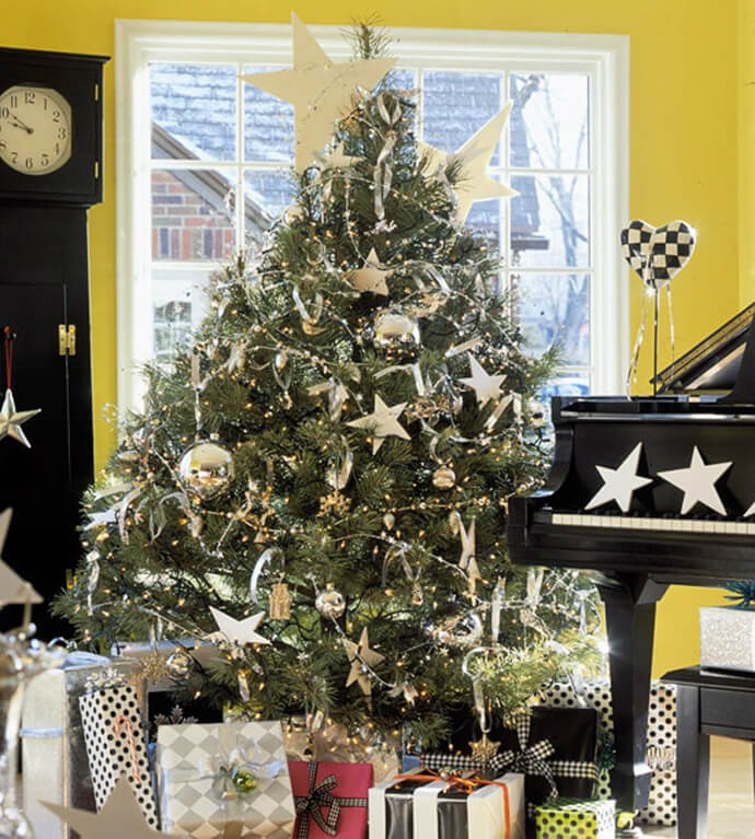 silver star garland tree decorations